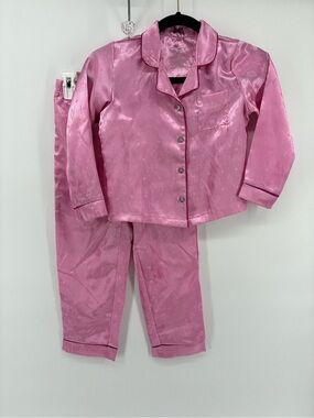 Paris Hilton Kids Pink Satin Pajama Set - Classic Button-Front